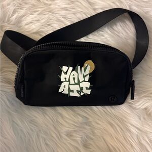 Lululemon Black Belt Bag with White and Gold Graphic